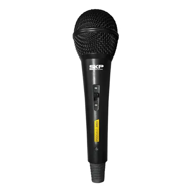 Microfone SKP Pro Audio Podcast-300U Dinâmico Cardioide cor preto