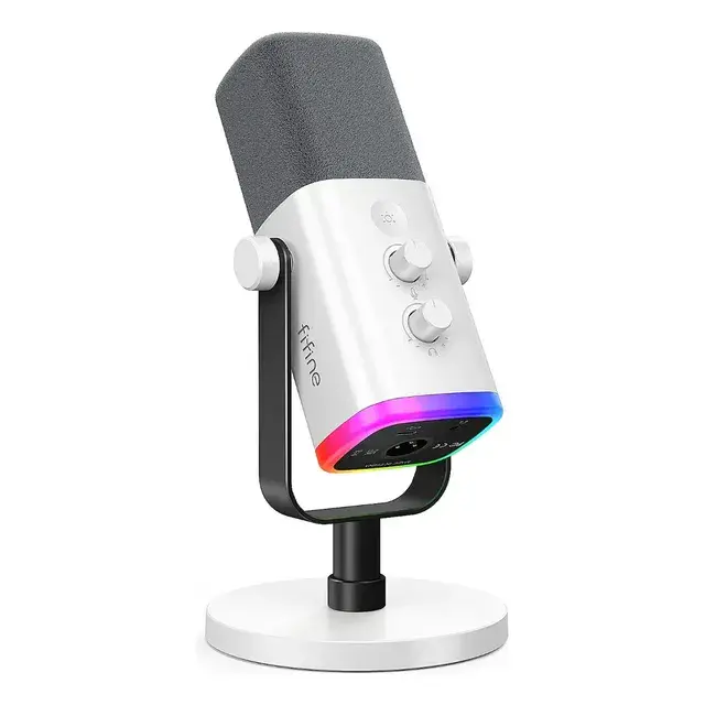 Microfone Dinâmico Fifine AMPLIGAME AM8W XLR USB-C Cardioide Branco