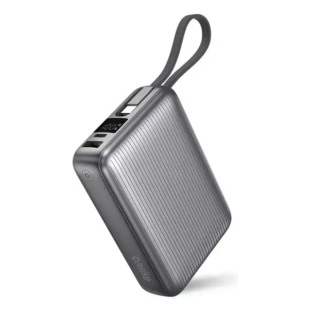 Basike Power Bank 20.000mah Rápido Portátil 45w Rápido Com Display Cor Branco Power 3-saídas Com Cabo Embutido Usb-c Para Samsung iPhone Xiaomi Motorola Celular Tablet Macbook B203/B202